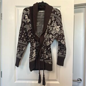 Abercrombie & Fitch Paisley Tie Cardigan